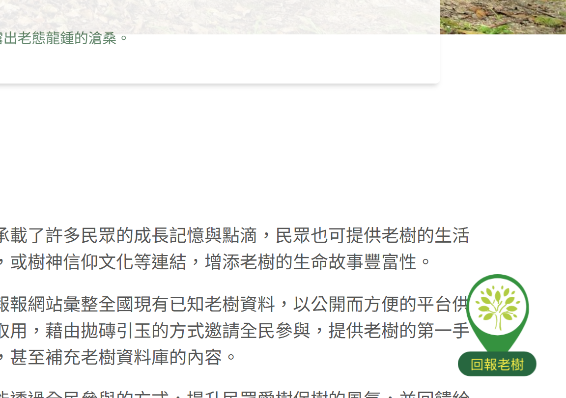 回報老樹浮動按鈕